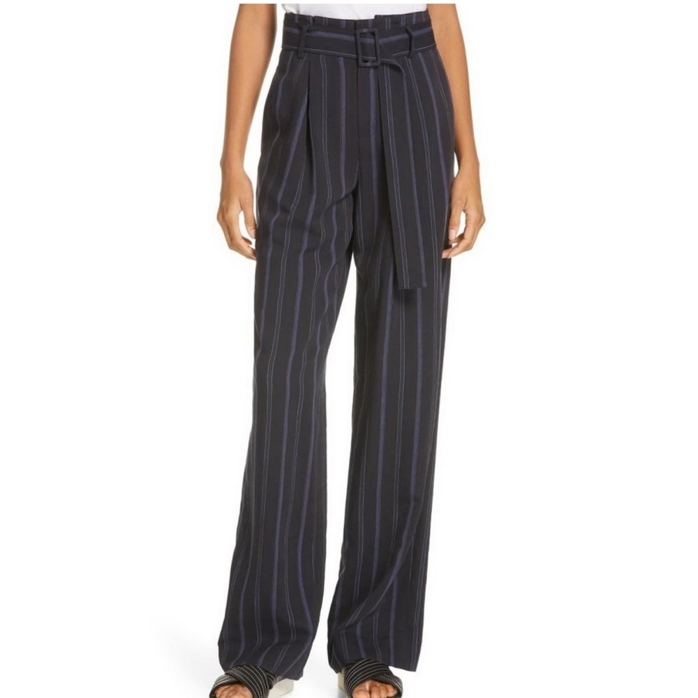 Vince Dobby Stripe Belted Wide Leg Pant
